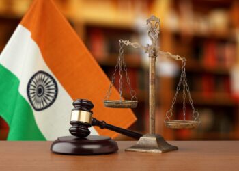 Gavel And Scales Of Justice and  National flag of India