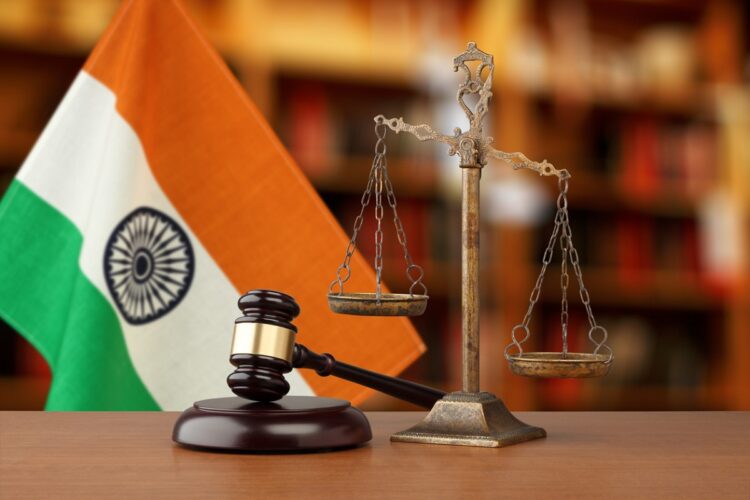 Gavel And Scales Of Justice and  National flag of India