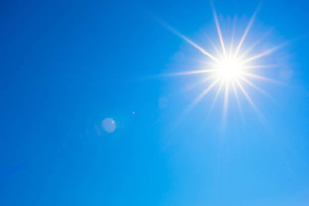 Summer background, wonderful blue sky with bright sun