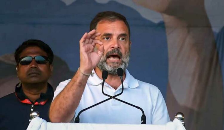 Congress leader Rahul Gandhi speaks at a public meeting during the 'Bharat Jodo Nyay Yatra', in Aurangabad district | PTI