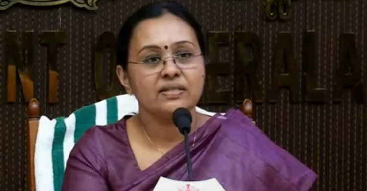 Health minister Veena George addresses media in Thiruvananthapuram. Photo: Screengrab/ Manorama News