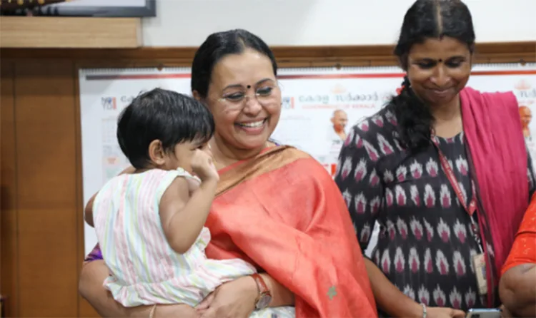 Children from Shishu Vihar arrive at the minister's office with playful smiles