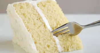 Piece of Yellow Cake with Vanilla Frosting