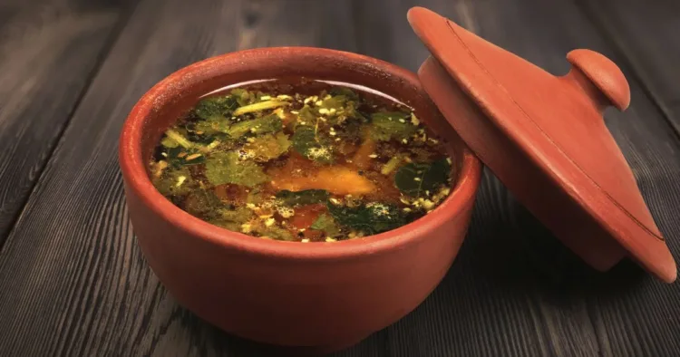 South Indian Made Rasam Recipe with Clay Bowl