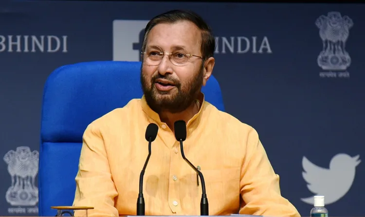 .The Union Minister for Environment, Forest & Climate Change, Information & Broadcasting and Heavy Industries and Public Enterprise, Shri Prakash Javadekar holding a press conference on Cabinet Decisions, in New Delhi on October 21, 2020.