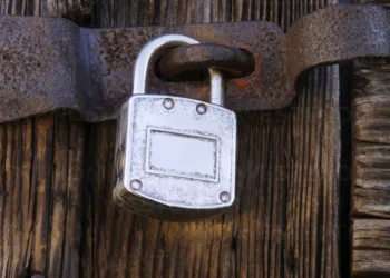 Locked door, close-up