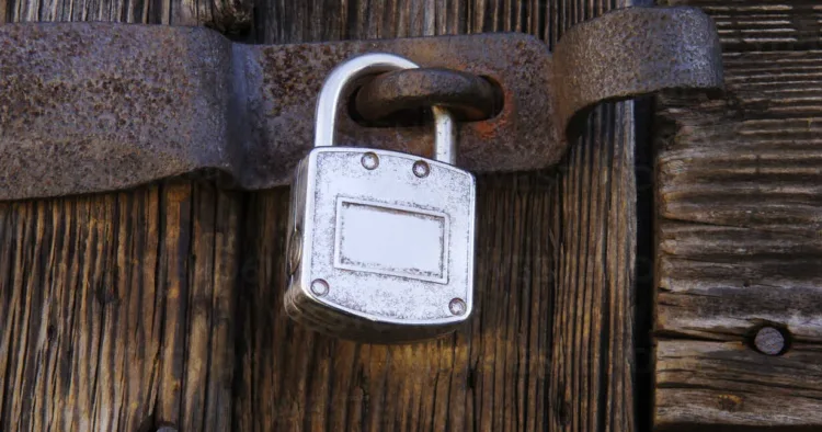 Locked door, close-up