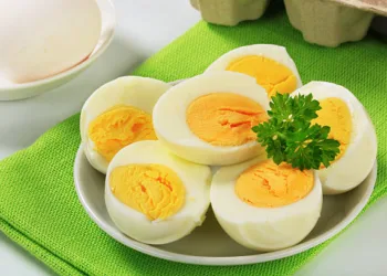 Hardboiled eggs on a plate