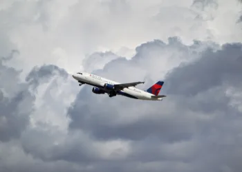 Los Angeles, California, USA - March 8, 2013 - Delta Airlines Airbus A320-212 takes off from Los Angeles Airport on March 8, 2013. The plane has a range of 5,900 km with 150 seats.