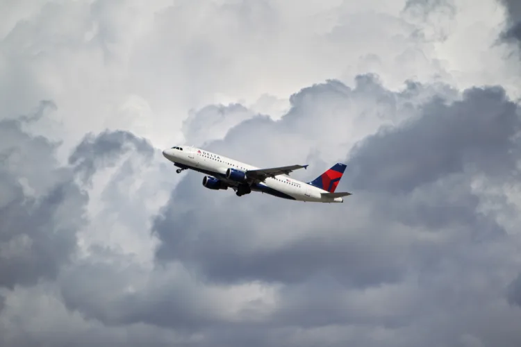 Los Angeles, California, USA - March 8, 2013 - Delta Airlines Airbus A320-212 takes off from Los Angeles Airport on March 8, 2013. The plane has a range of 5,900 km with 150 seats.