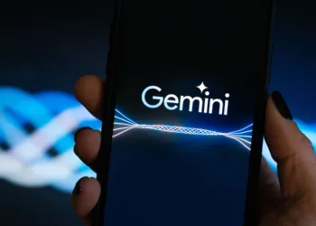 Vancouver, BC, Canada - December 14, 2023: Google Gemini Logo on a Smartphone Screen on a Dark Background; Shutterstock ID 2400903317; purchase_order: -; job: -; client: -; other: -
