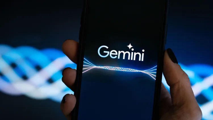 Vancouver, BC, Canada - December 14, 2023: Google Gemini Logo on a Smartphone Screen on a Dark Background; Shutterstock ID 2400903317; purchase_order: -; job: -; client: -; other: -